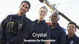  Presentation with emergency medical services - PPT theme featuring emergency medical services - portrait of paramedics standing background and a wine colored foreground