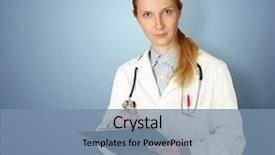  Presentation with doctor helps to get out of bed an elderly woman - Audience pleasing theme consisting of emergency medical services health - doctor woman looking at camera backdrop and a seafoam green colored foreground