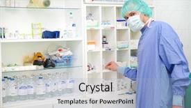  Presentation with doctor - Colorful presentation theme enhanced with emergency medical services health - doctor backdrop and a light blue colored foreground