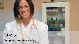  Presentation with female pelvis - Presentation enhanced with emergency medical services health - female doctor background and a light gray colored foreground