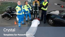  Presentation with emergency medical services - Theme with emergency medical services team posing background and a seafoam green colored foreground