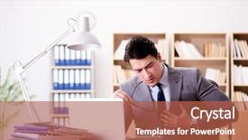  Presentation with pain - Theme featuring emergency medical stroke - businessman feeling pain background and a red colored foreground