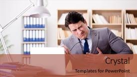  Presentation with pain - Presentation theme featuring emergency medical stroke - businessman feeling pain background and a  colored foreground