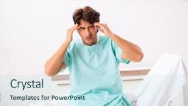  Presentation with diabetes hospital - Beautiful PPT theme featuring emergency medical stroke - young handsome man staying backdrop and a sky blue colored foreground