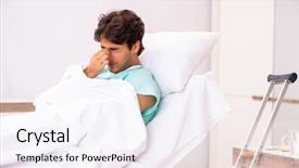  Presentation with hospital management system - Colorful slide deck enhanced with emergency medical stroke - young handsome man staying backdrop and a sky blue colored foreground