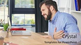  Presentation with chest pain - Beautiful PPT layouts featuring emergency medical stroke - young man suffering from chest backdrop and a coral colored foreground
