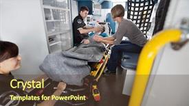  Presentation with emergency response - PPT theme consisting of emergency medical team attending background and a tawny brown colored foreground