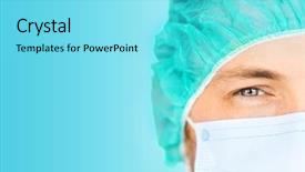  Presentation with wearing a surgical face mask - Audience pleasing slides consisting of young man in offfice backdrop and a gray colored foreground