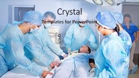  Presentation with emergency medicine - Theme featuring emergency medicine - sick patient on gurney background and a light blue colored foreground