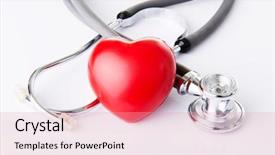  Presentation with emergency medicine - Theme featuring emergency medicine - stethoscope and red heart background and a coral colored foreground