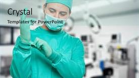  Presentation with emergency medicine - Presentation theme featuring emergency medicine - surgeon getting ready to operate background and a light blue colored foreground