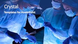  Presentation with operating room - Presentation theme enhanced with emergency medicine - team surgeon at work background and a ocean colored foreground