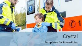  Presentation with emergency - Amazing theme having emergency medics taking care backdrop and a light blue colored foreground