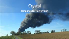  Presentation with horizon - Slide set enhanced with emergency natural disaster - big smoke and fire background and a teal colored foreground