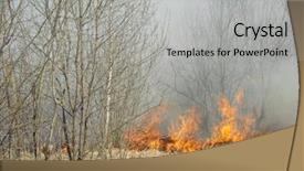  Presentation with springtime - PPT layouts enhanced with emergency natural disaster - burning dry grass at springtime background and a light gray colored foreground