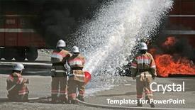  Presentation with natural disaster - Amazing presentation having emergency natural disaster - fire and firefighter rescue photo backdrop and a gray colored foreground