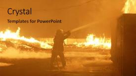  Presentation with firefighters - Audience pleasing slides consisting of emergency natural disaster - firefighters danger work backdrop and a gold colored foreground