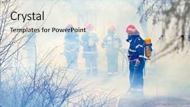  Presentation with natural disaster - Colorful PPT layouts enhanced with emergency natural disaster - firemen in action backdrop and a white colored foreground