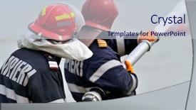  Presentation with natural disaster - Beautiful slides featuring emergency natural disaster - firemen in action backdrop and a lemonade colored foreground