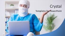  Presentation with medical splint broken bone hand - Slide deck featuring concussion - man suffering from multiple broken background and a  colored foreground