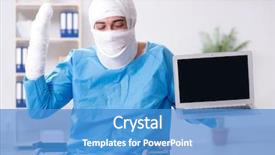  Presentation with medical splint broken bone hand - Colorful PPT layouts enhanced with concussion - man suffering from multiple broken backdrop and a  colored foreground