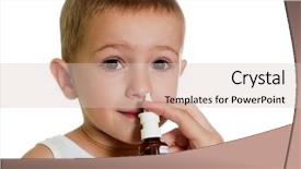  Presentation with nasal medicine - Audience pleasing PPT theme consisting of asthmatic child - medicine nasal spray for flu backdrop and a lemonade colored foreground