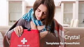  Presentation with home - Beautiful slides featuring open sores - sick young woman suffering backdrop and a tawny brown colored foreground