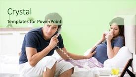  Presentation with husband and wife 3 d - Theme with young husband looking after his pregnant wife background and a soft green colored foreground