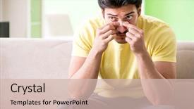  Presentation with wound - Beautiful PPT theme featuring wound injuries - young man at home backdrop and a soft green colored foreground