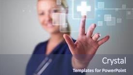  Presentation with nurse - Amazing slide deck having virtual assistant - pretty young nurse pressing modern backdrop and a ocean colored foreground