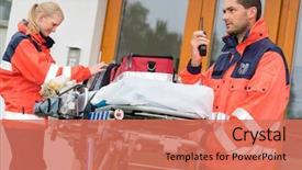  Presentation with ambulance - Beautiful theme featuring emergency paramedics radio call ambulance backdrop and a coral colored foreground