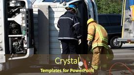  Presentation with emergency - PPT theme enhanced with emergency-personnel-at-the-scene background and a tawny brown colored foreground