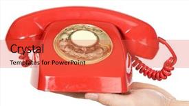  Presentation with red telephone - Theme featuring emergency phone - hand holding red telephone background and a  colored foreground