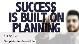  Presentation with success business - PPT theme with emergency preparedness - business man pointing the text background and a light gray colored foreground