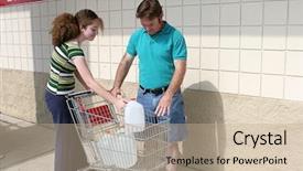  Presentation with hurricane - PPT theme enhanced with emergency preparedness - father and daughter shopping background and a mint green colored foreground