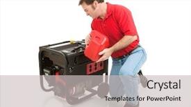  Presentation with electric generator - Colorful presentation theme enhanced with emergency preparedness - man puts gasoline in his backdrop and a light gray colored foreground