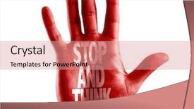  Presentation with emergency preparedness - Theme enhanced with emergency preparedness - stop and think written background and a coral colored foreground