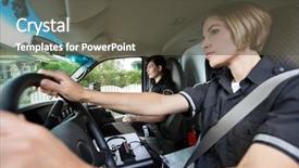  Presentation with emergency response - Theme consisting of emergency response team - two female paramedics driving background and a dark gray colored foreground