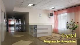  Presentation with therapy dogs hospital - Amazing PPT theme having interior design hospitals - hospital hall backdrop and a violet colored foreground