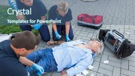  Presentation with firstaid - Slides having emergency team giving firstaid background and a ocean colored foreground