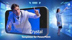  Presentation with medical emergency - PPT theme featuring emergency telephone - doctor in telehealth medical concept background and a ocean colored foreground