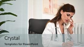  Presentation with emergency - Slides enhanced with emergency telephone - doctor talking on the phone background and a  colored foreground