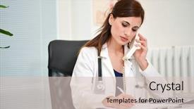  Presentation with emergency - Presentation design consisting of emergency telephone - doctor talking on the phone background and a  colored foreground