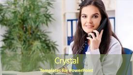  Presentation with working in a clinic - PPT theme featuring emergency telephone - female doctor working background and a  colored foreground