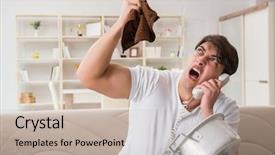  Presentation with neighbor - Presentation theme enhanced with emergency telephone - man at home dealing background and a soft green colored foreground