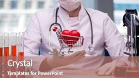  Presentation with medical heart - Slide deck consisting of emergency trolley - doctor curing heart in medical background and a coral colored foreground