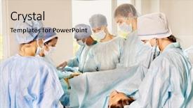  Presentation with operating room - Beautiful theme featuring emergency trolley - sick patient on gurney backdrop and a lemonade colored foreground