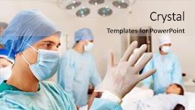  Presentation with operating room - Presentation design having emergency trolley - sick patient on gurney background and a lemonade colored foreground