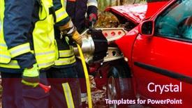  Presentation with rescue - Beautiful PPT theme featuring emergency vehicle - accident - fire brigade rescues backdrop and a wine colored foreground