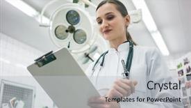  Presentation with orthopaedict operation - Colorful slide set enhanced with emergency veterinary - doctor in clinic operation theater backdrop and a  colored foreground